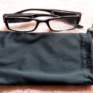 Solid Black Unisex Rectangle Reading Glasses Strength + 3.0